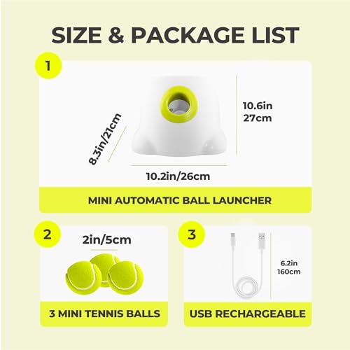 AFP Automatic Ball Launcher Dog Ball Thrower Machine Interactive Hyper Fetching Toy for Large Dogs (Mini Size-Tennis Balls)