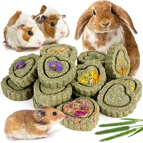 28Pcs Timothy Hay Treats Rabbit Toys Bunny Toys Guinea Pig Natural Handmade Treats and Chews for Small Animals Hamster Chinchilla Rat Gerbil