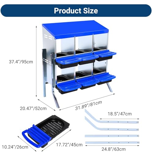 Chicken Nesting Boxes (35.4"L x 17.5"W x 9.1"H / Blue)