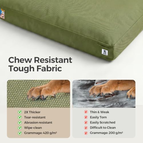 47 Inch Indestructible Dog Bed for Aggressive Chewers (Green / XX-Large)