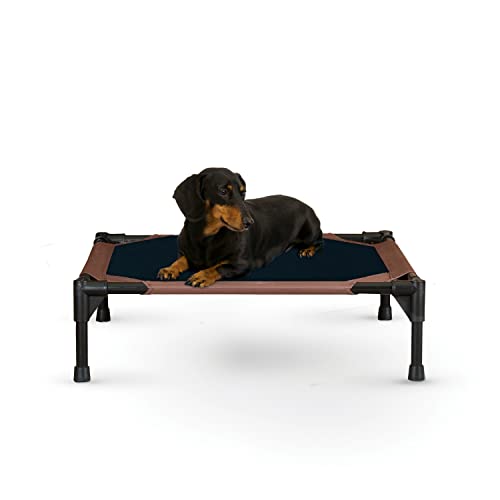K&H Outdoor Elevated Dog Bed for Small Pets (Chocolate/Black Mesh / Small 22"L x 17"W)