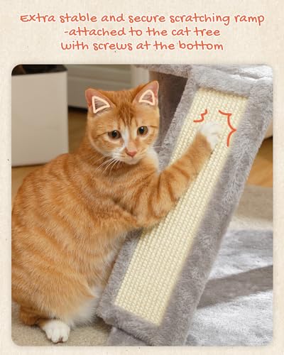 Multi Level Cat Tree Tower for Indoor Cats (Gray / 51.2 inches)