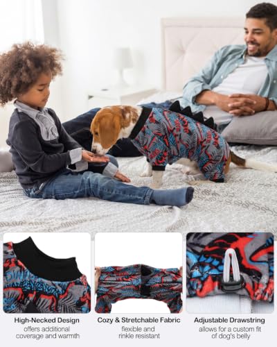 Dinosaur Costume Dog Pajamas (X-Large / Retro Dino Grunge)