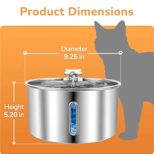 Stainless Steel Cat Water Fountain (Stainless Steel+1 Filter)