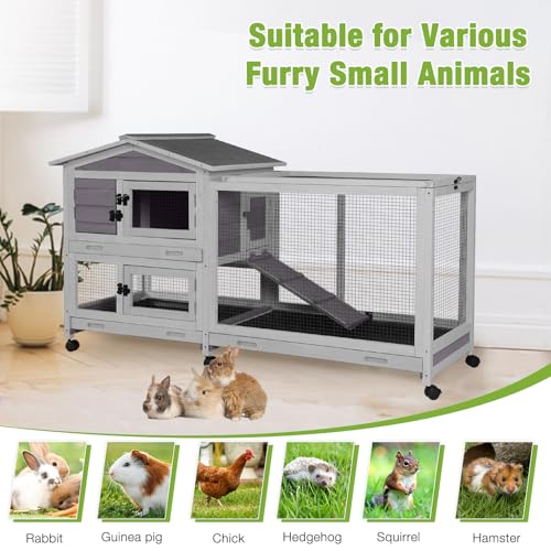 2 Story Rabbit Hutch Indoor Large Bunny Cage with Chew
