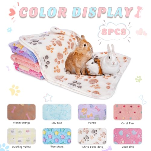 8 Pack Guinea Pigs Fleece Blankets (30x20 Inch /8 Packs / Light Color)