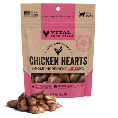 Freeze Dried Raw Chicken Hearts Cat Treats (0.8 Ounce (Pack of 1))