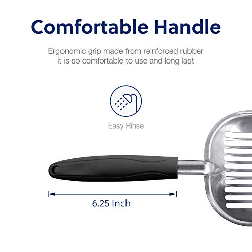Cat Litter Scoop (Large / FLAT Aluminum \ #06 Black Handle)