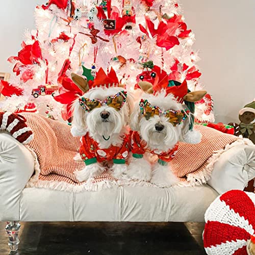 Small Dogs Christmas Outfit Soft Puppy Onesies Pjs Dog Pajamas Pet Coat Cat Apparel Comfy Doggie Jumpsuit Bodysuit for All Seasons (Xmas135 / Small)