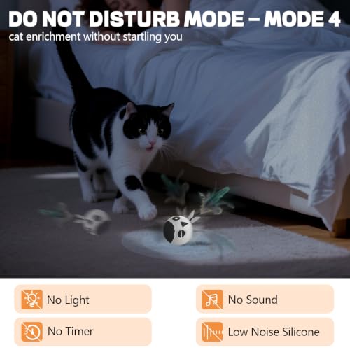Cat Ball Toy Upgraded Smart Motion Sensor Moving Ball with 3 Speed Modes & 4 Sounds (White)