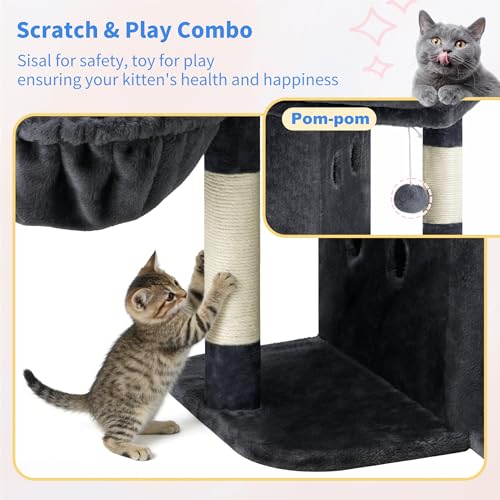 Cat Tree 26 inch Cat Tower with Spacious Top Perch for Large Cats (Smoky Gray / 26 inch)