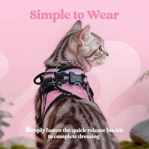 Cat Harness and Leash Set (M / Pink)