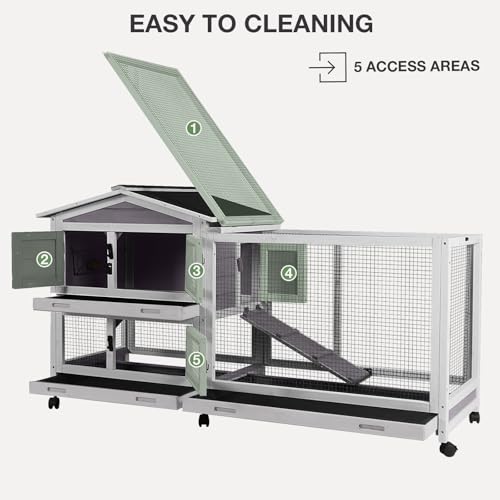 2 Story Indoor Rabbit Hutch with Chew (Grey)