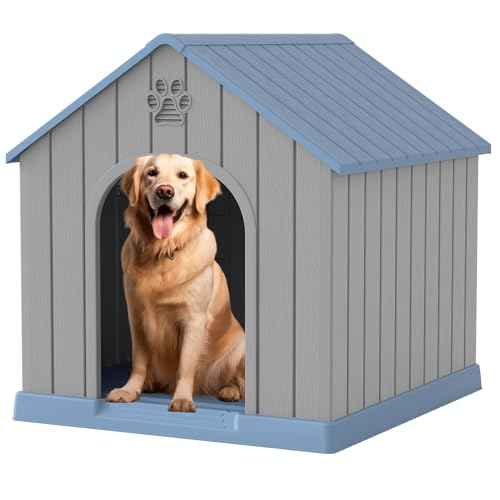 Large Dog House Outdoor Indoor for Medium Large Dogs (Classic Blue / 36.2" L x 38" W x 38" H)