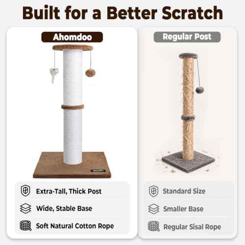 34 Inch Tall Cat Scratching Post for Large Cats (Tan)