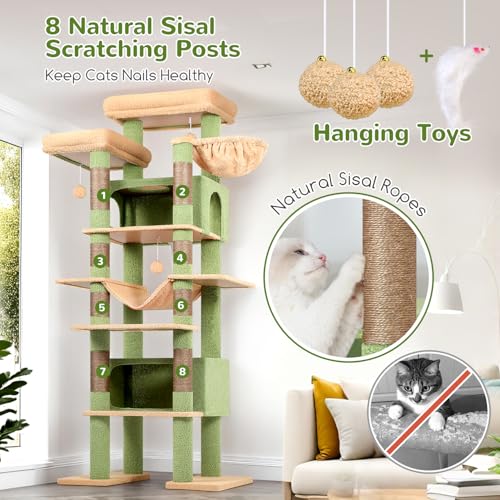 Cactus Giant Tall Heavy Duty Cat Tower for Indoor Large Cat (Green / 83 inch)
