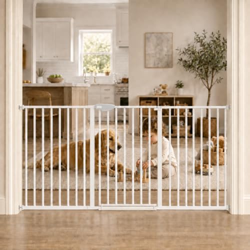 Triple Lock Baby Gate Extra Wide 67.32 (White / 67.32-72.04"/171-183cm)
