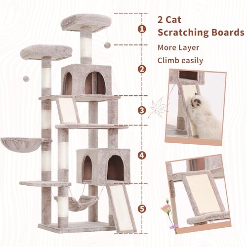 Cat Tree 71'' Tower for Large Cat with Scratching Post (71 inches / Muchroom)