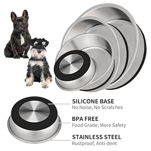 Stainless Steel Dog Bowls Set of 2 (4 CUP / Black)