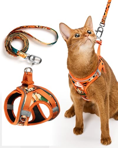 Upgraded Cat Harness and Leash Set (Orange King of The Jungle / XS)