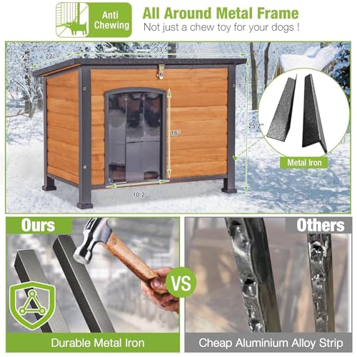 Chew Proof Dog House with Metal Iron Frame Outdoor Dog Kennel for Small Medium Large Indoor Dog Cage