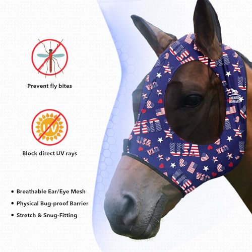 Super Comfort Stretchy Fly Mask Large Eye Space with UV Protection Soft on Skin with Breathability Classic Letters M Cob (Cob (Medium) / Classic Letters)