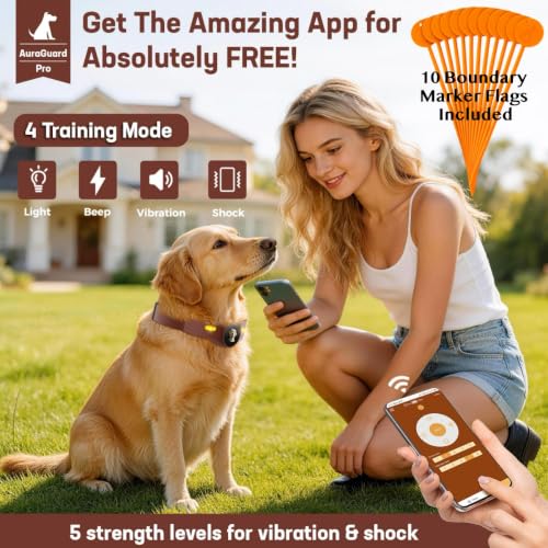 GPS Dog Collar Fence System with Free App (Brown)