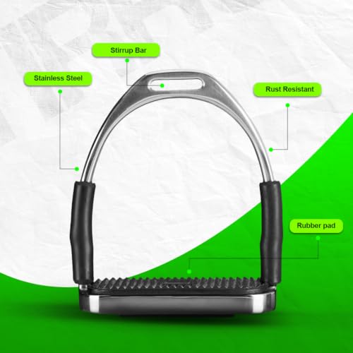 2PC Flex Stainless Steel English Saddle Stirrups with High Strength Iron Stirrups&Anti (5 Inch)