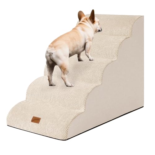 Ramp Dog Stairs for High Beds 24.4" H (Beige / 5-Step-Update (34.5"D x 17.7"W x 24.4"H))