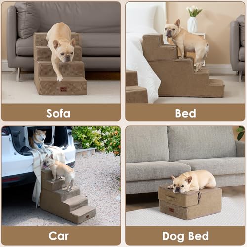 Dog Stairs for Small Dogs 13.5" H (Camel / Standard 15" x 18" x 13.5")