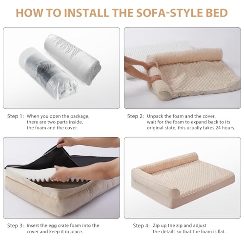 Orthopedic Washable Dog Bed (Beige / 54.0"l x 36.0"w x 7.5"th)