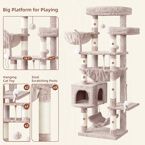 Cat Tree 63'' Cat Tower for Large Cats (63 inch / Muchroom)