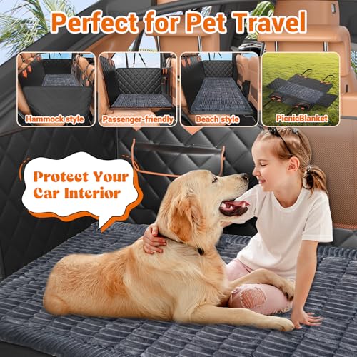 Hard Bottom Car Seat Cover for Dog swith Removable Soft Blankets (Grey / For Car/SUV/Small Truck)