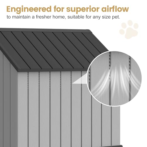 Large Dog House Outdoor Indoor for Medium Large Dogs (Black / 36.2" L × 38" W × 38" H)