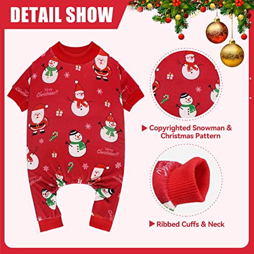 Dog Christmas Pajamas Snowman Pet Clothes Costumes Pjs Stretchy Funny Costumes Pet Outfit Dog Pajamas for Small Dogs Puppy Cat (X-Small / Red Christmas)