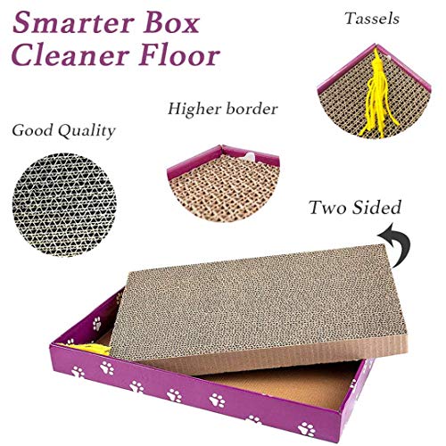 Cat Scratcher Cardboard Wide Scratching Board Reversible Corrugate Cat Scratch Pad with Box Catnip Included Large 3PCS (XL-3pack)