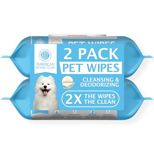 AKC Pet Wipes for Dogs & Cats (100 Count - Pack of 2)