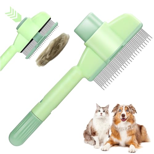 One click Self Cleaning Cat Comb for Long (Green)