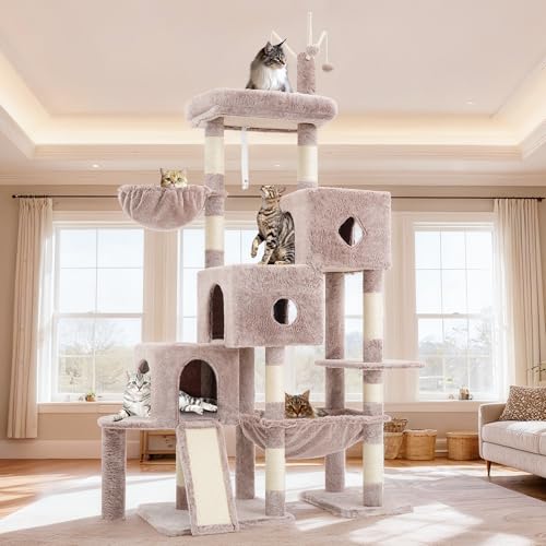 Cat Tree Tower with 3 Condos (74.8 inches / Muchroom)