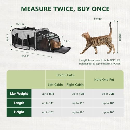 Cat Carrier for 2 Cats (Gray)