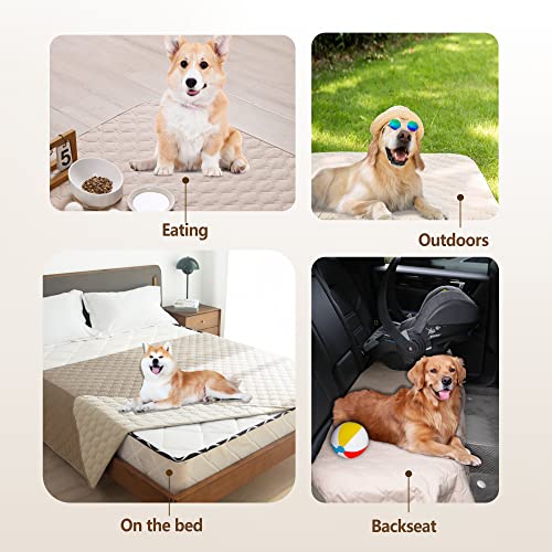 Waterproof Pet Blanket for Bed (52x82 Inch (Pack of 1) / Dark Beige/Light Beige)