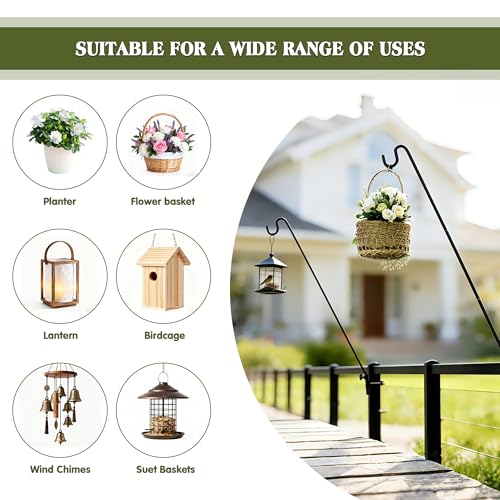 2 Packs Extended Fence Deck Heavy Duty Bird Feeder Hook (43" Long -2 Packs Fence Deck Hook)