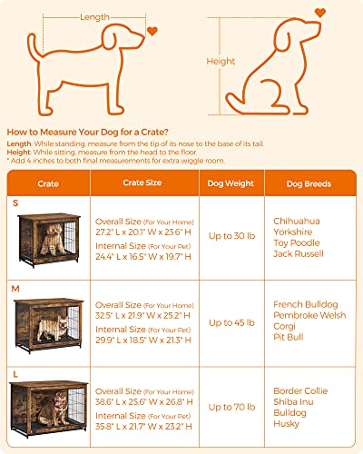 32.5" Dog Crate Furniture (Rustic Brown / 32.5"L x 21.9"W x 25.2"H)