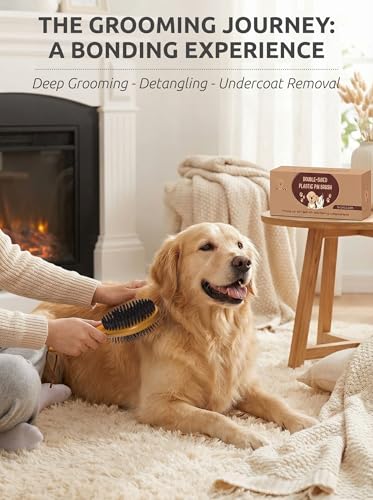 Pin & Bristle Pet Brush for Dogs & Cats (Black Boar Bristle & Pin Brush)