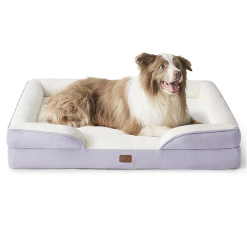 Orthopedic Dog Beds Large Sized Dog Washable Original Design (Lavender / 38"l X 28"w X 6.5"th)