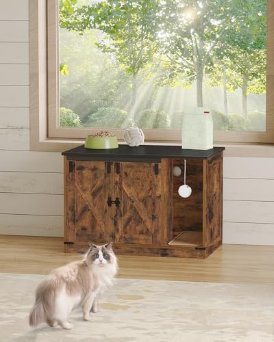 Cat Litter Box Enclosure (31.5"L x 19.7"W x 20.9"H / Rustic Brown and Black)