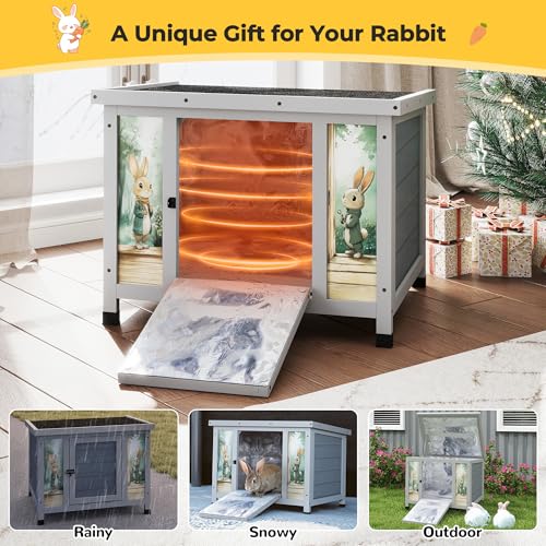 24" Bunny Hutch for Outdoor & Indoor Use (Grey with Warm / Middle)