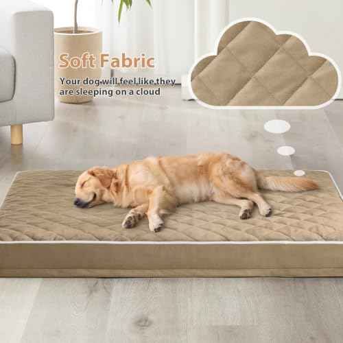 Orthopedic Waterproof XL Dog Bed for Crate Cozy Sleep (brown / 41"L x 27"W x 4"Th)