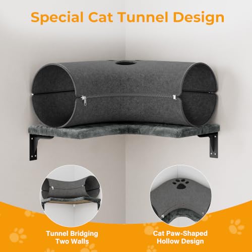 8-in-1 Cat Wall Shelves, Cat Wall Furniture Set (Grey)