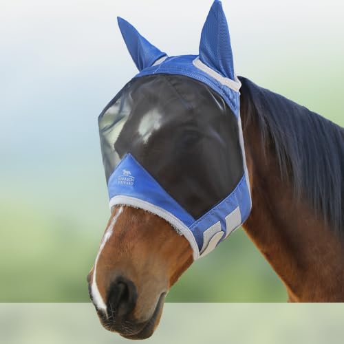 CareMaster Pro Luminous Horse Fly Mask Large Eye Space Standard with Ears UV Protection for Horse Royal Blue XL Extra Full (Royal Blue / X-Large (Warmblood))